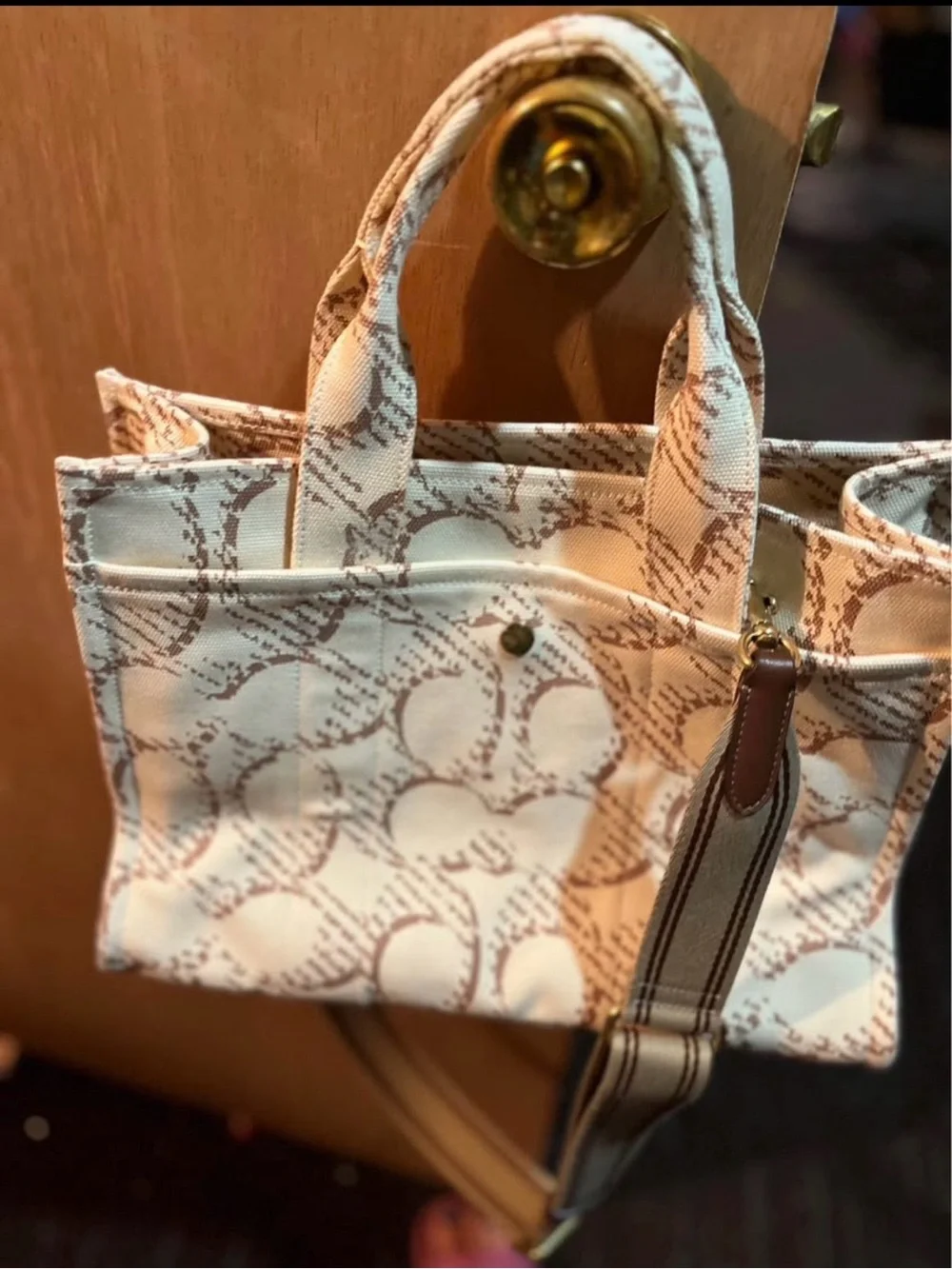 Coach Tote in Cream and Brown Signature Print